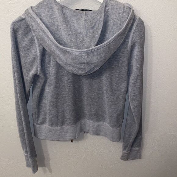 Early 2000’s Velour Hoodie full zip gray Size Small - Picture 4 of 5